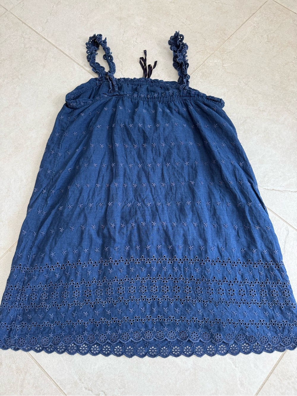 Women’s Navy Eyelet Midi Sundress - Petite Strap Detail - Picture 5 of 5